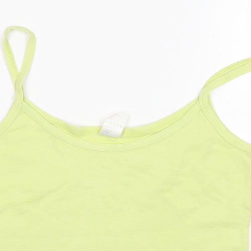 Preworn Womens Green  Cotton Basic Tank Size 14 Round Neck