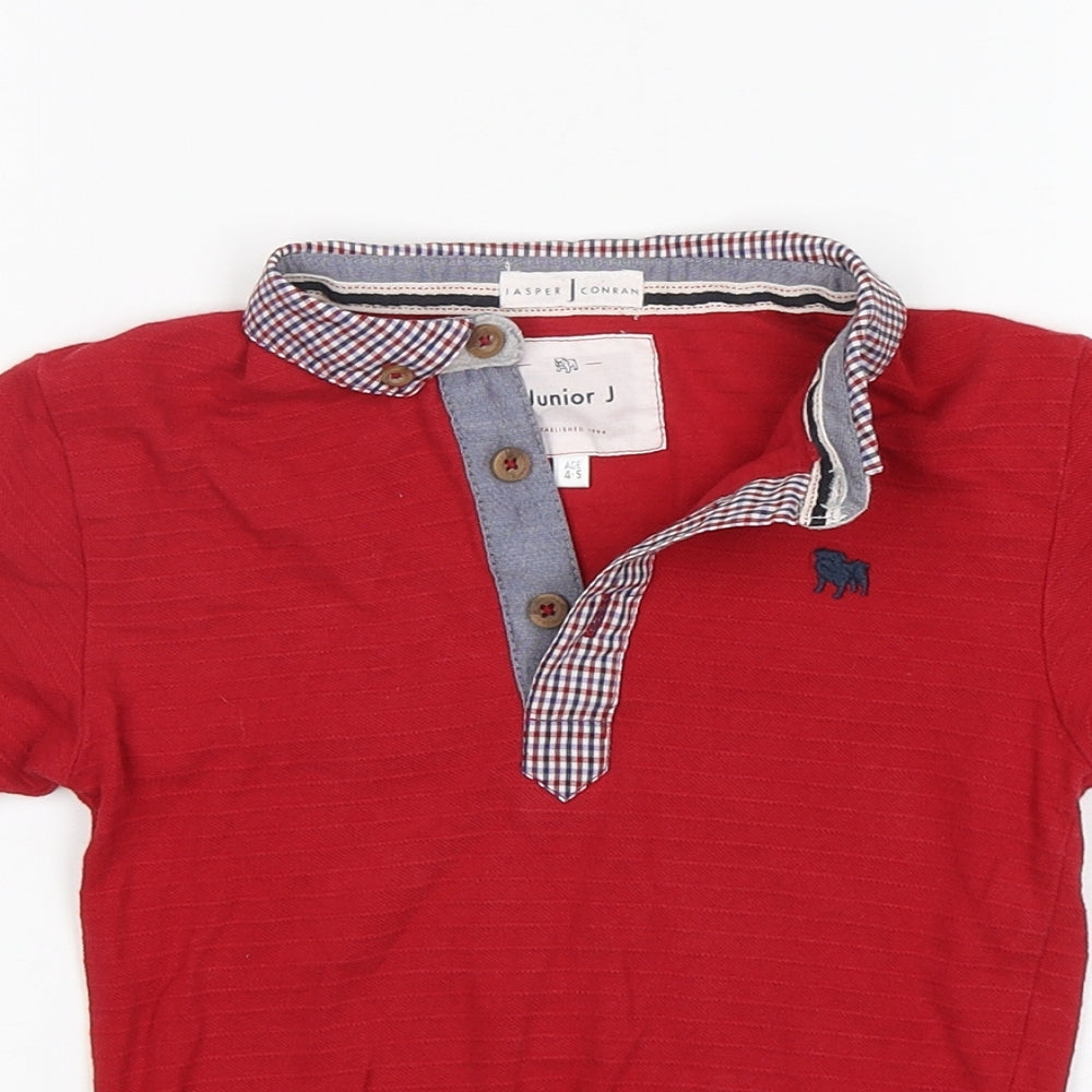 Jasper Conran  Boys Red  Cotton Basic Polo Size 4-5 Years Collared