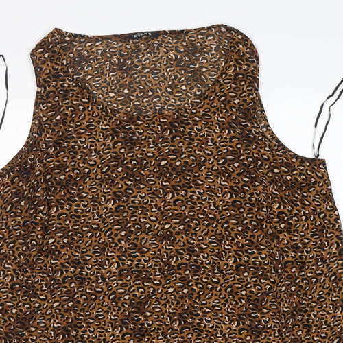 Evans Womens Multicoloured Animal Print Polyester Basic Blouse Size 20 Round Neck