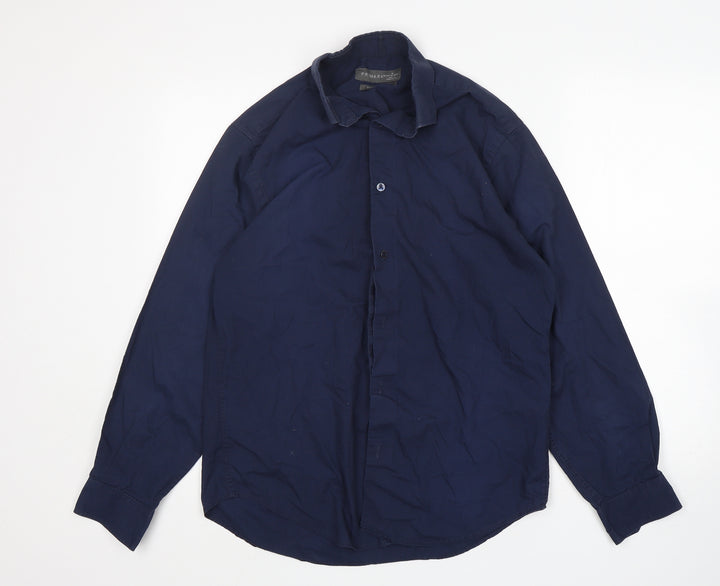 Primark Mens Blue Button-Up Size M Collared