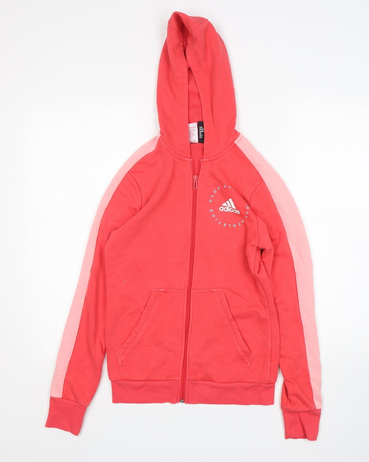 adidas Girls Pink  Cotton Full Zip Hoodie Size 13-14 Years