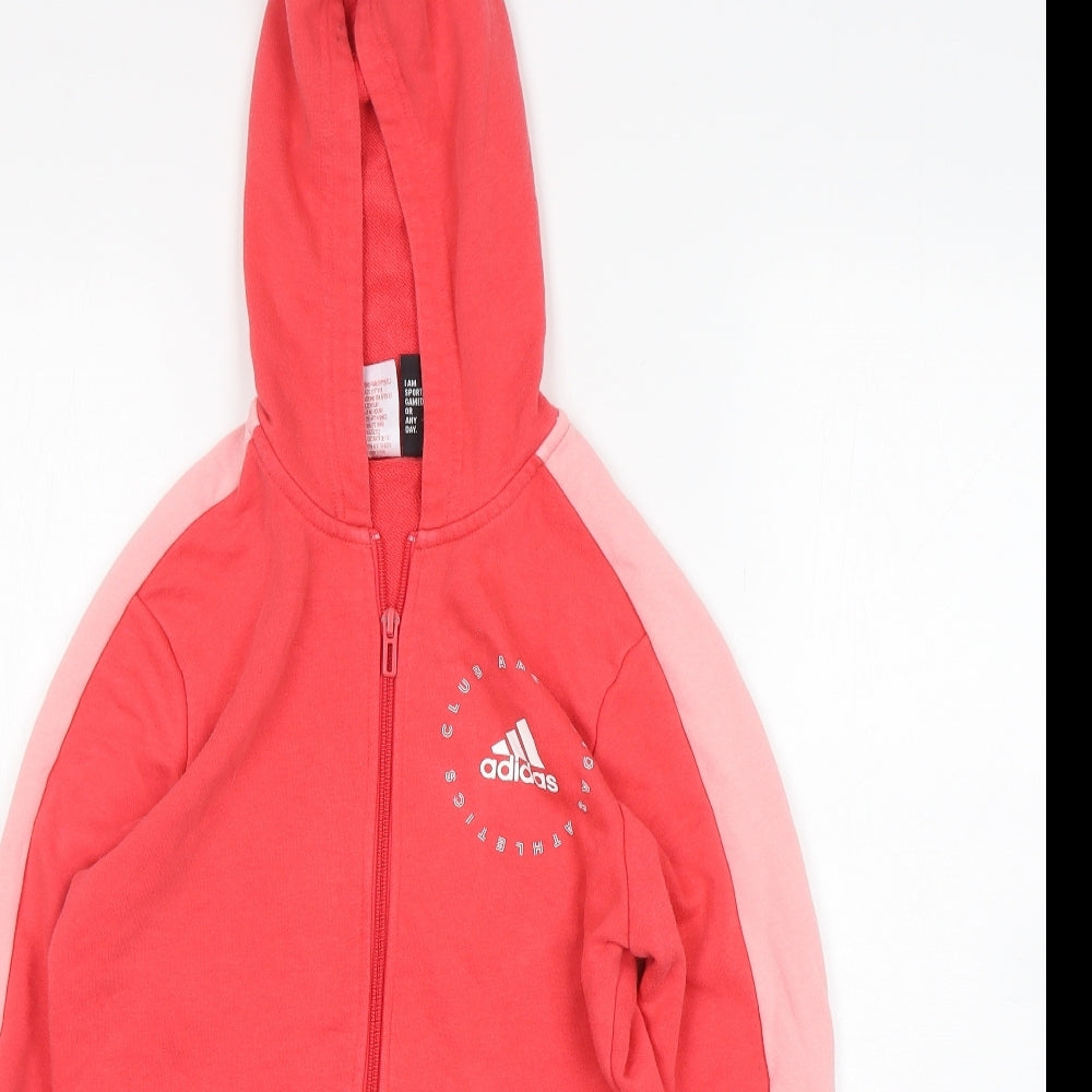 adidas Girls Pink  Cotton Full Zip Hoodie Size 13-14 Years