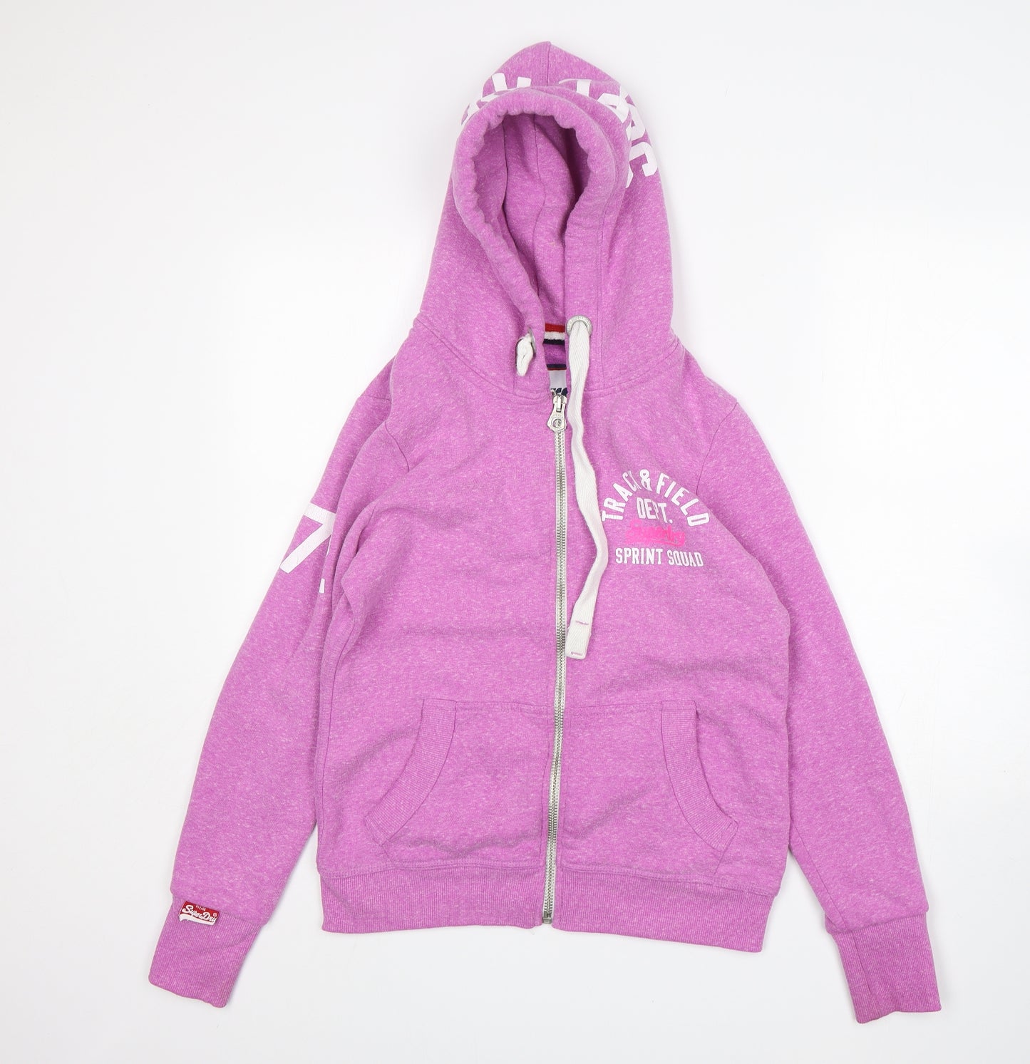 Superdry Womens Pink  Cotton Full Zip Hoodie Size L