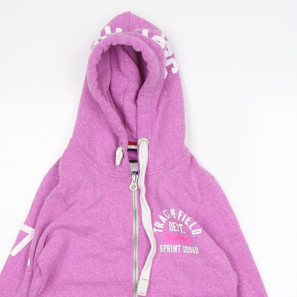 Superdry Womens Pink  Cotton Full Zip Hoodie Size L