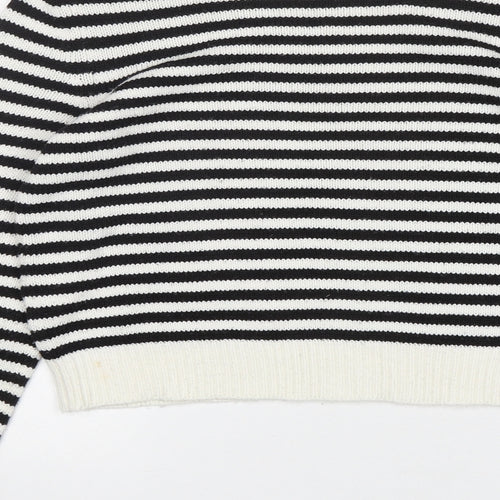 H&M Womens Multicoloured Round Neck Striped Acrylic Pullover Jumper Size 6