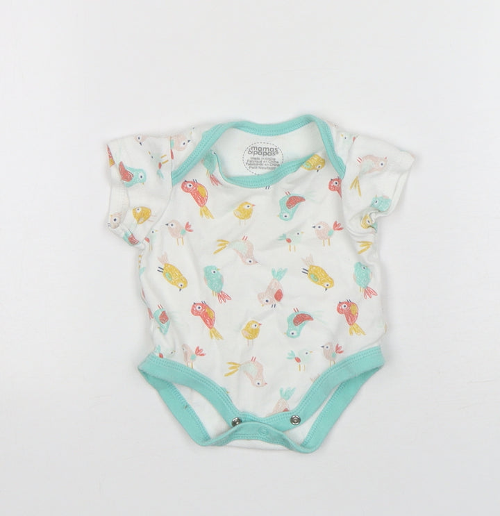 mamas & papas Baby Multicoloured Animal Print Cotton Leotard One-Piece Size Newborn