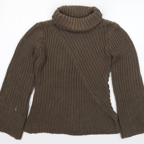 Papaya Womens Green Roll Neck  Acrylic Pullover Jumper Size 10