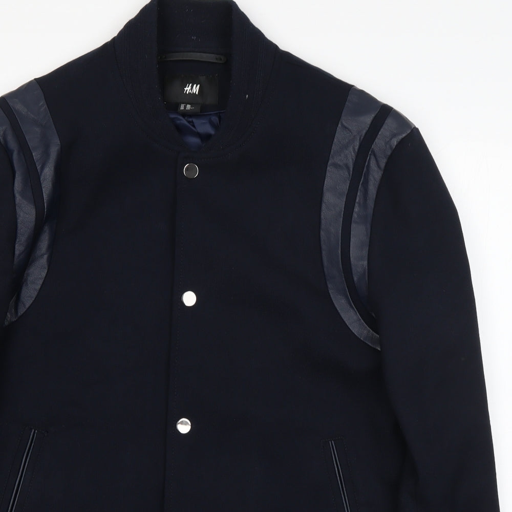 H&M Womens Blue   Varsity Jacket Jacket Size M  Zip