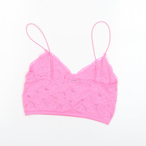 Zara Womens Pink  Polyamide Basic Tank Size XS V-Neck