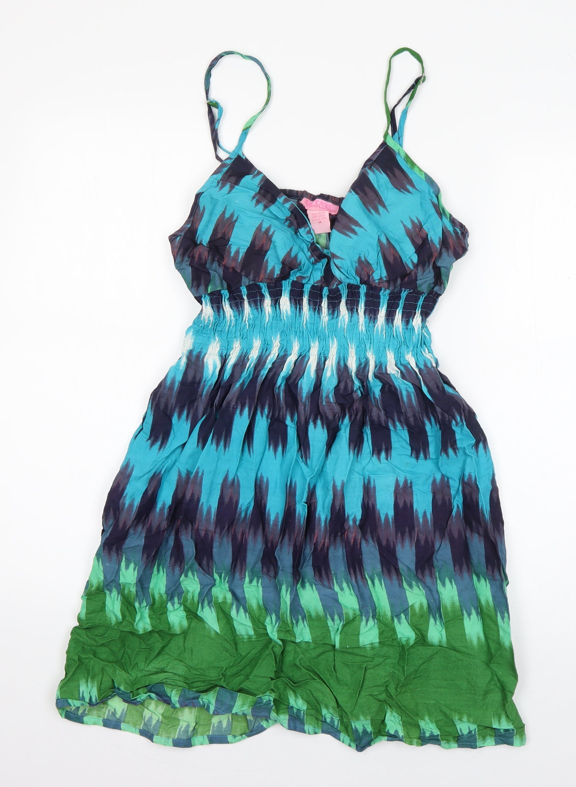 She's Cool Womens Multicoloured Geometric Viscose Camisole Tank Size M V-Neck - Tie Dye