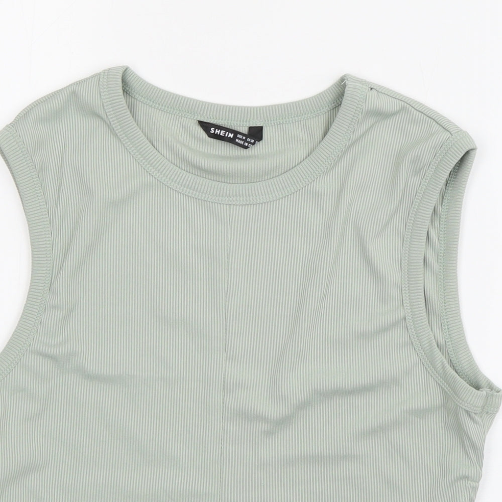 SheIn Womens Green  Polyester Basic Tank Size M Round Neck