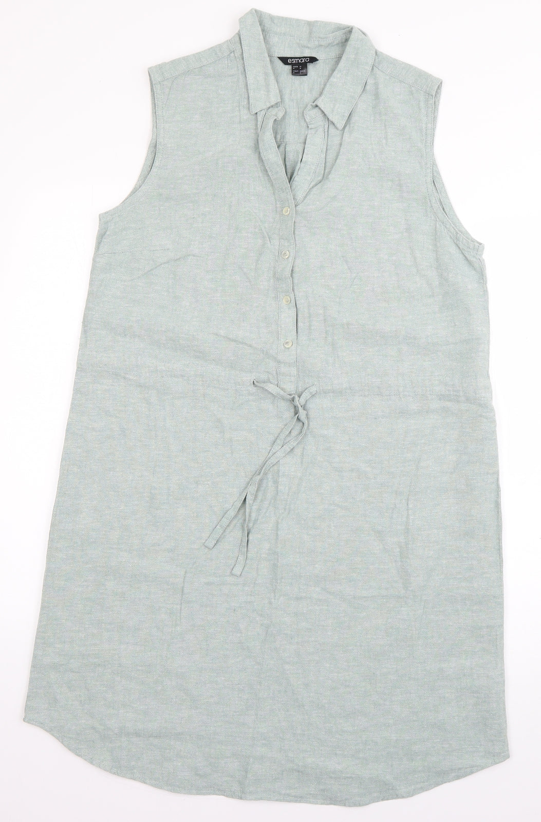 ESMARA Womens Green  Linen Shirt Dress  Size 16  Collared Pullover