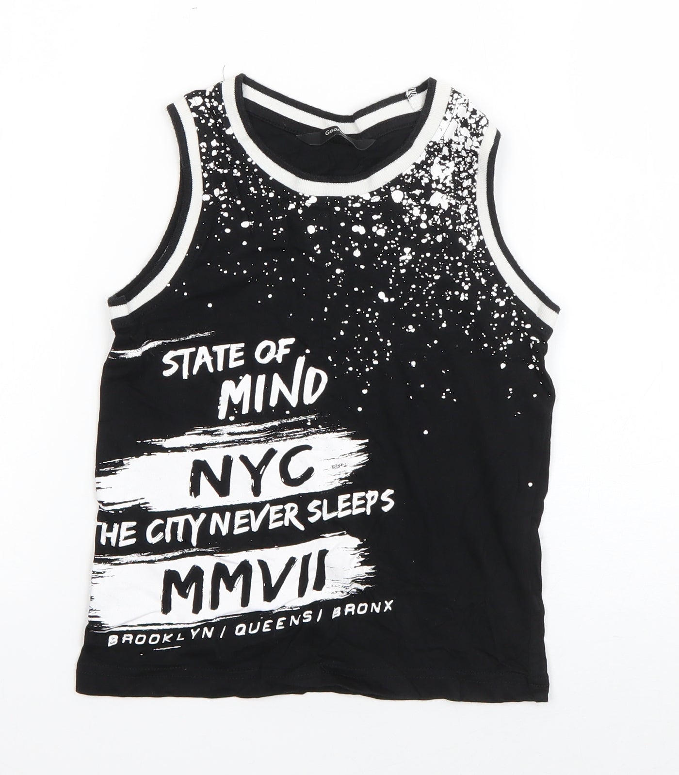 George Boys Black  Cotton Basic T-Shirt Size 4-5 Years Round Neck Pullover - State of Mind NYC