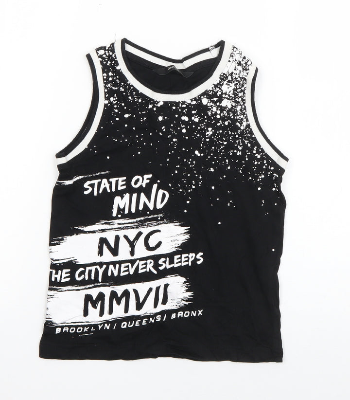 George Boys Black  Cotton Basic T-Shirt Size 4-5 Years Round Neck Pullover - State of Mind NYC