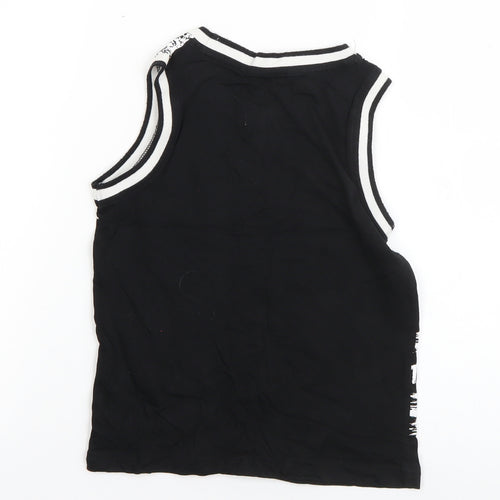 George Boys Black  Cotton Basic T-Shirt Size 4-5 Years Round Neck Pullover - State of Mind NYC