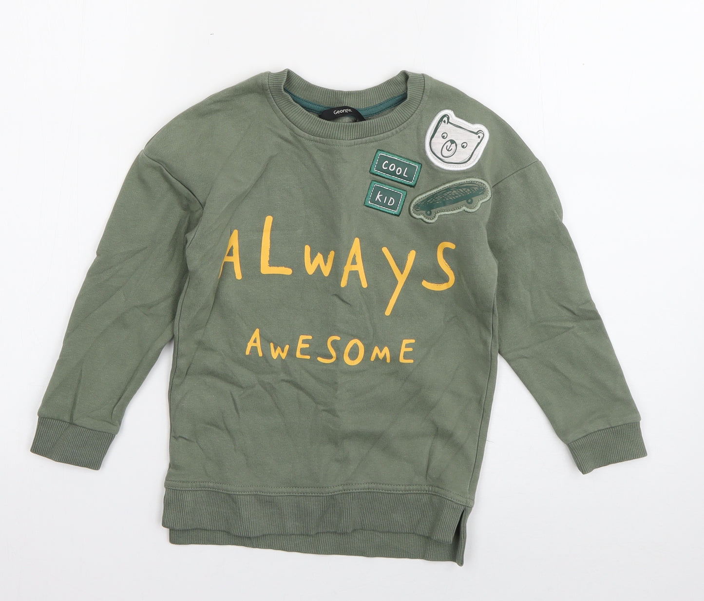 George Boys Green  Cotton Pullover Sweatshirt Size 4-5 Years  Pullover - Always Awesome