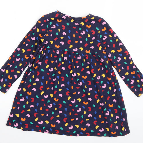 Mothercare Girls Blue Geometric Cotton T-Shirt Dress  Size 3-4 Years  Round Neck Pullover