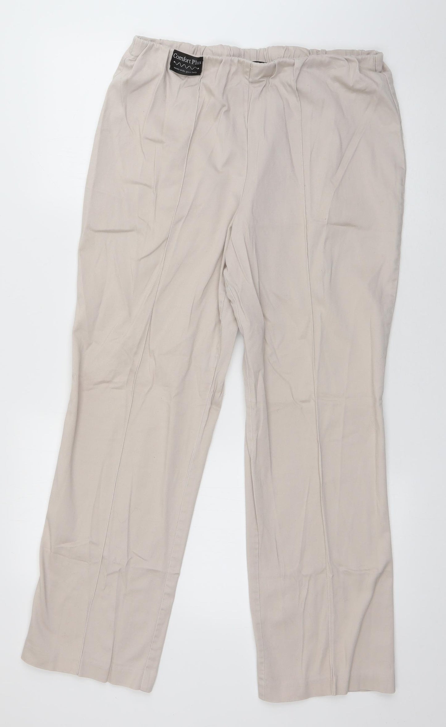 Classic Womens Beige  Cotton Trousers  Size 14 L27 in Regular