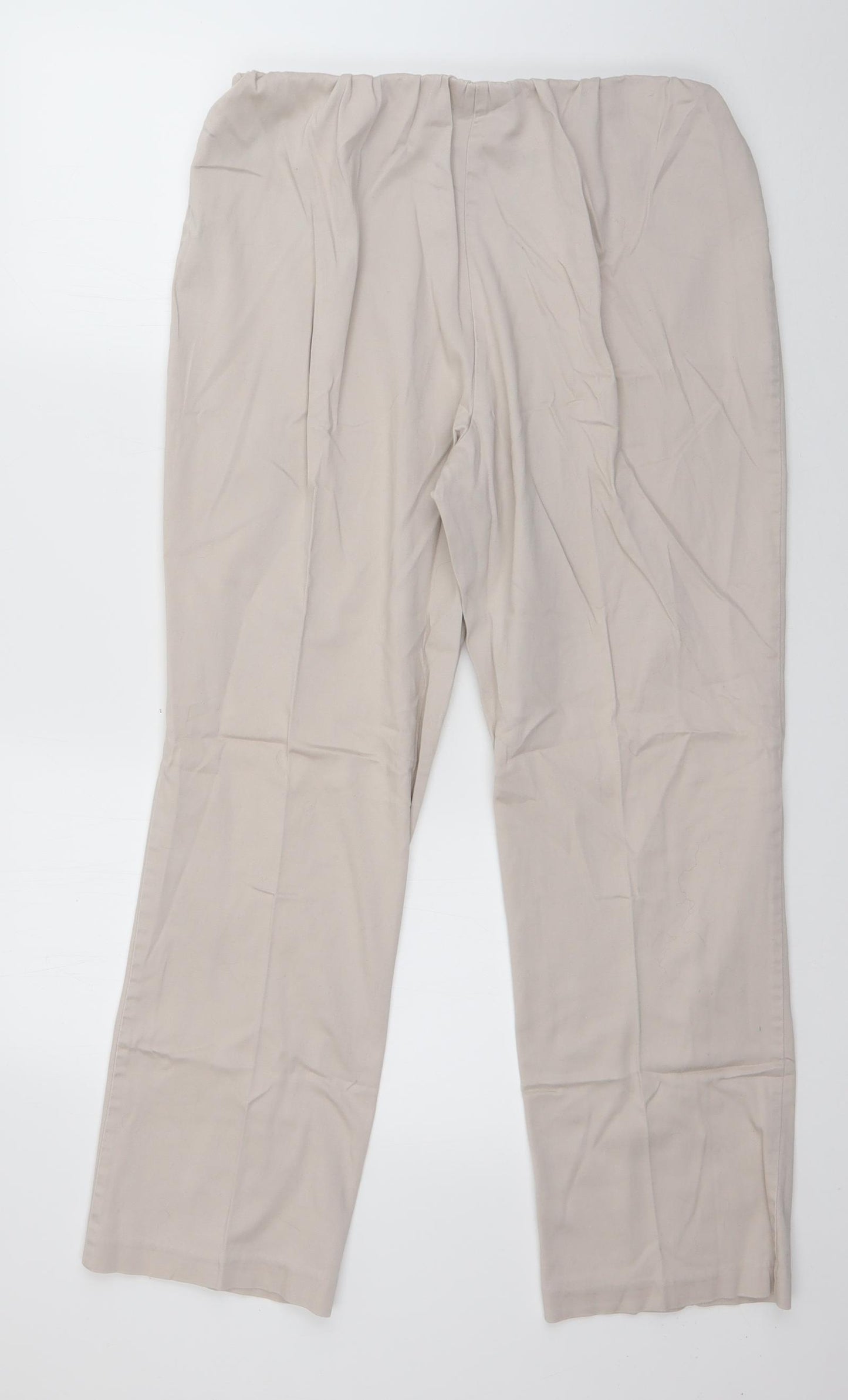 Classic Womens Beige  Cotton Trousers  Size 14 L27 in Regular