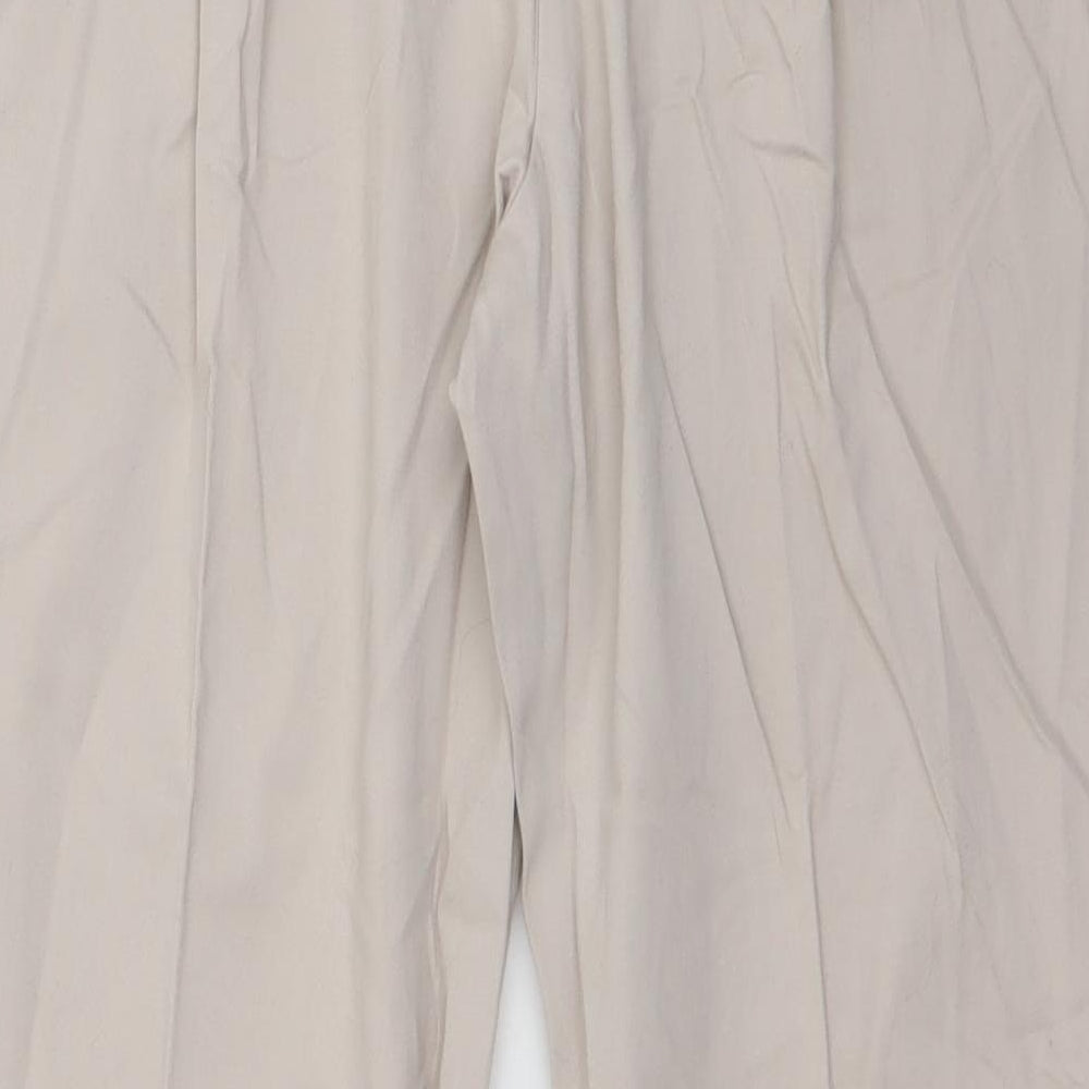 Classic Womens Beige  Cotton Trousers  Size 14 L27 in Regular