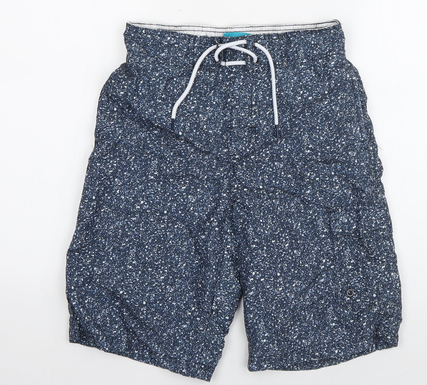 Cedar Wood State Mens Blue  Polyester Bermuda Shorts Size XS L10 in Regular Drawstring - Flecked Pattern