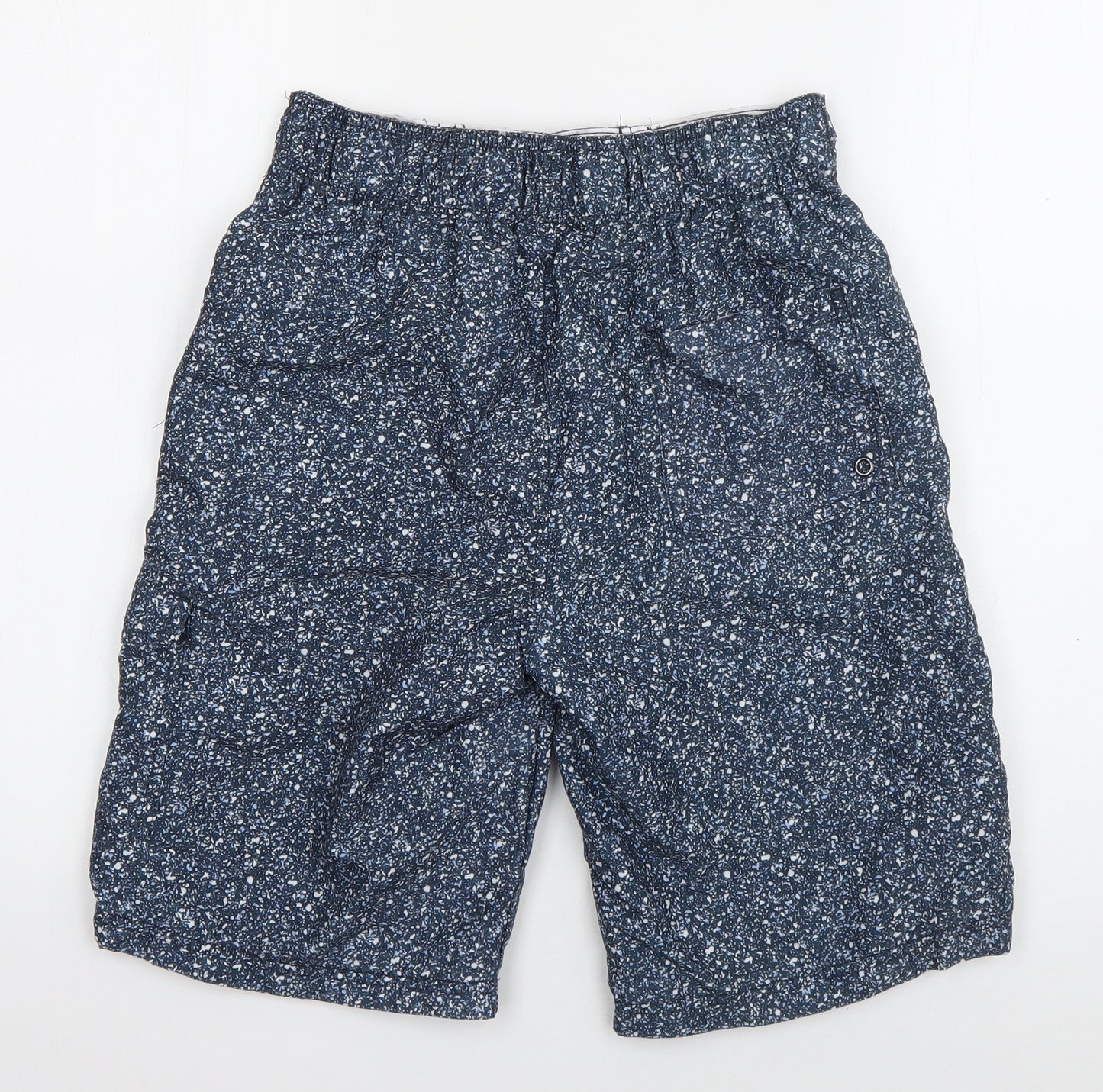 Cedar Wood State Mens Blue  Polyester Bermuda Shorts Size XS L10 in Regular Drawstring - Flecked Pattern