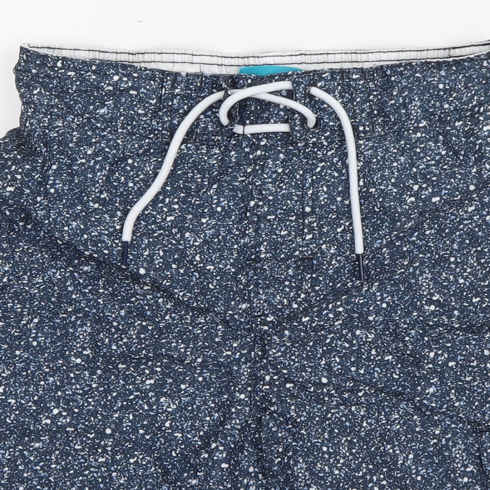 Cedar Wood State Mens Blue  Polyester Bermuda Shorts Size XS L10 in Regular Drawstring - Flecked Pattern