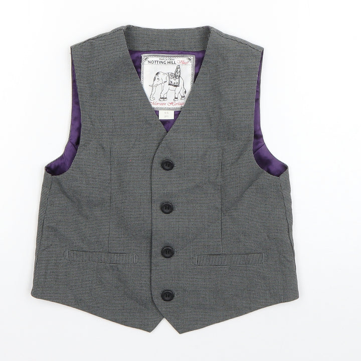 Monsoon Boys Grey Houndstooth  Jacket Waistcoat Size 4-5 Years  Button
