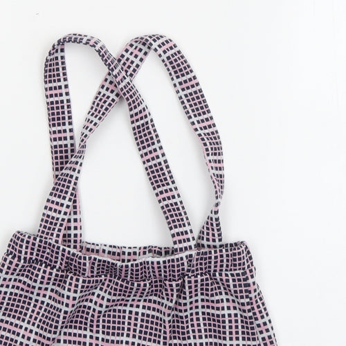 so cute Girls Pink Check Polyester Pinafore/Dungaree Dress  Size 2-3 Years  Square Neck Pullover