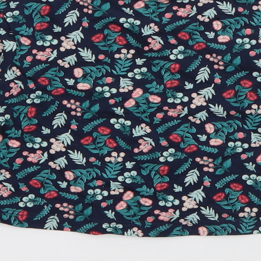 Primark Girls Blue Floral Cotton Basic T-Shirt Size 2-3 Years Round Neck Pullover