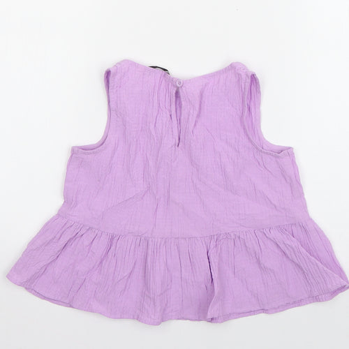 George Girls Purple  Cotton Basic Tank Size 7-8 Years Boat Neck Pullover