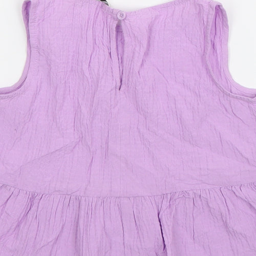 George Girls Purple  Cotton Basic Tank Size 7-8 Years Boat Neck Pullover