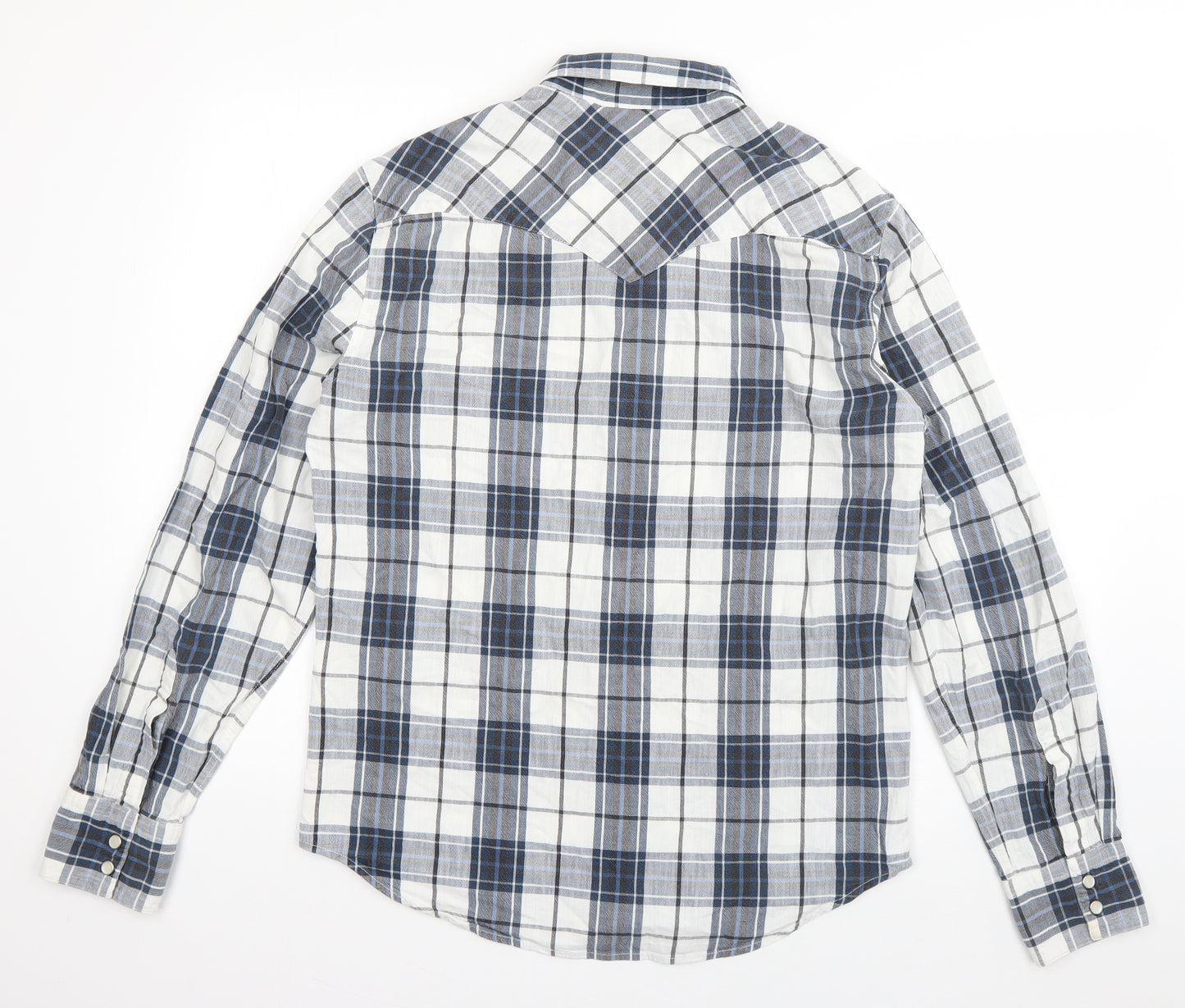 Levi's Mens Blue Plaid Cotton  Button-Up Size M Collared Snap