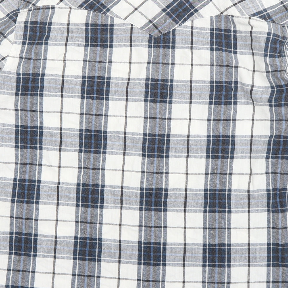 Levi's Mens Blue Plaid Cotton  Button-Up Size M Collared Snap
