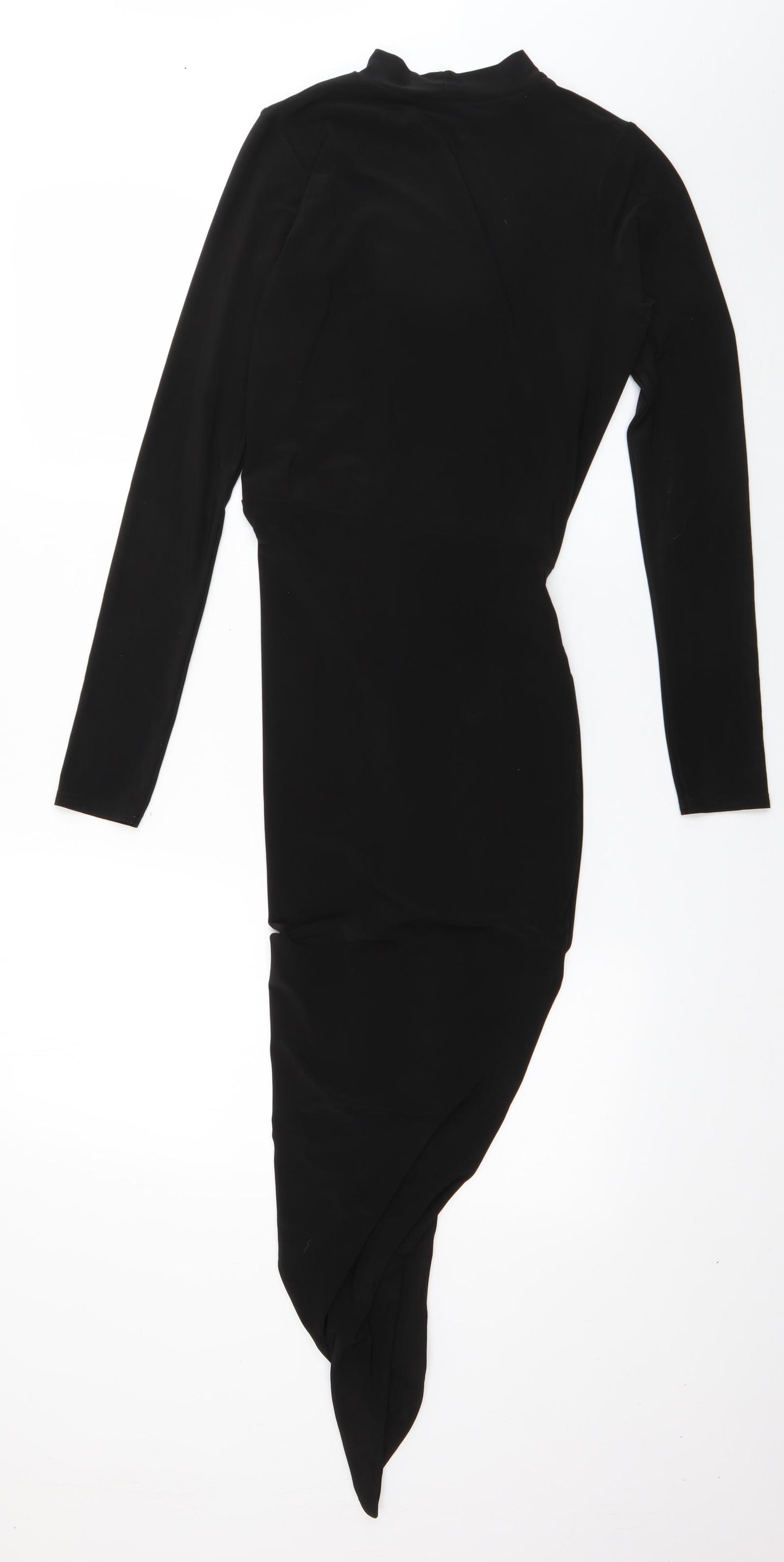 PRETTYLITTLETHING Womens Black  Polyester T-Shirt Dress  Size 10  Round Neck Pullover