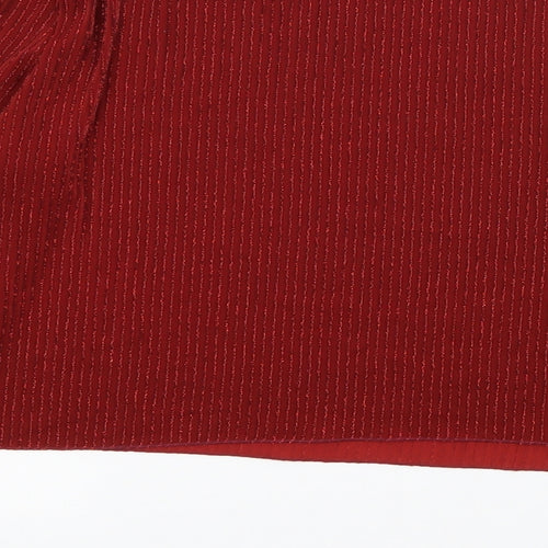 Primark Womens Red Striped Polyester Basic T-Shirt Size 12 Boat Neck