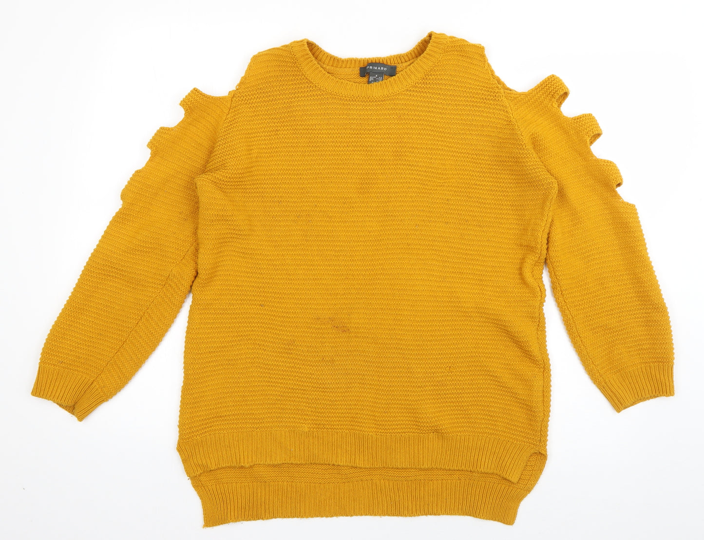 Primark Womens Orange Crew Neck  Acrylic Pullover Jumper Size 6   - Cut out sleeves