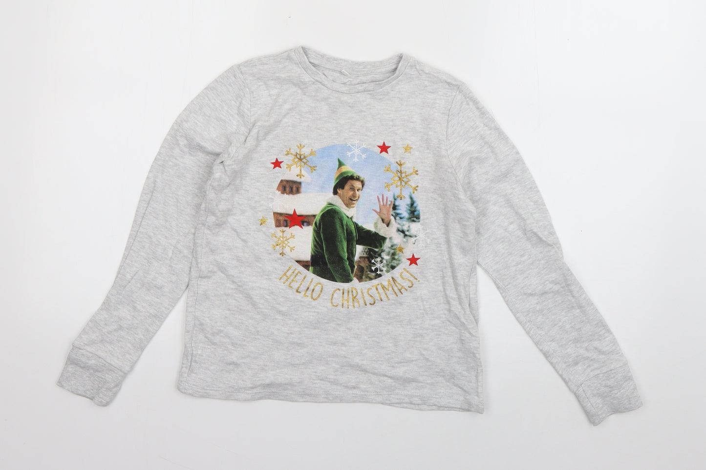 George Boys Grey  Cotton Basic T-Shirt Size 9-10 Years Round Neck Pullover - Elf