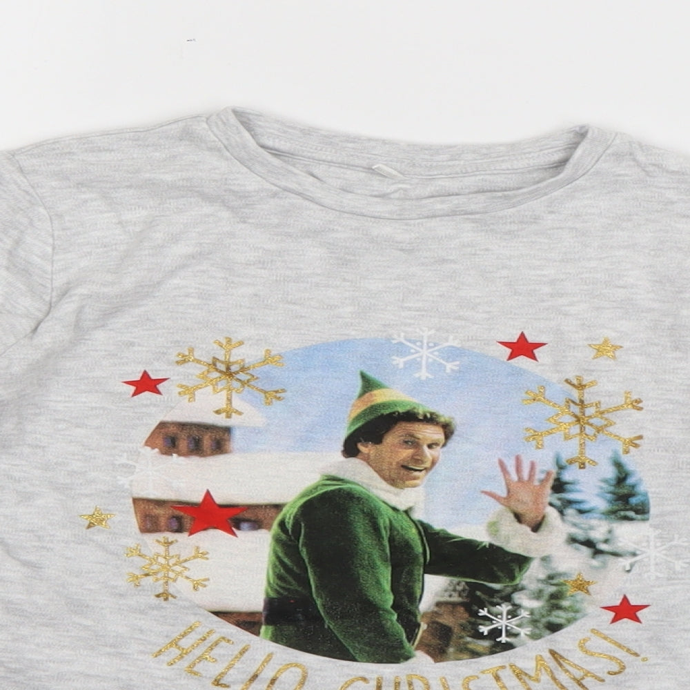 George Boys Grey  Cotton Basic T-Shirt Size 9-10 Years Round Neck Pullover - Elf