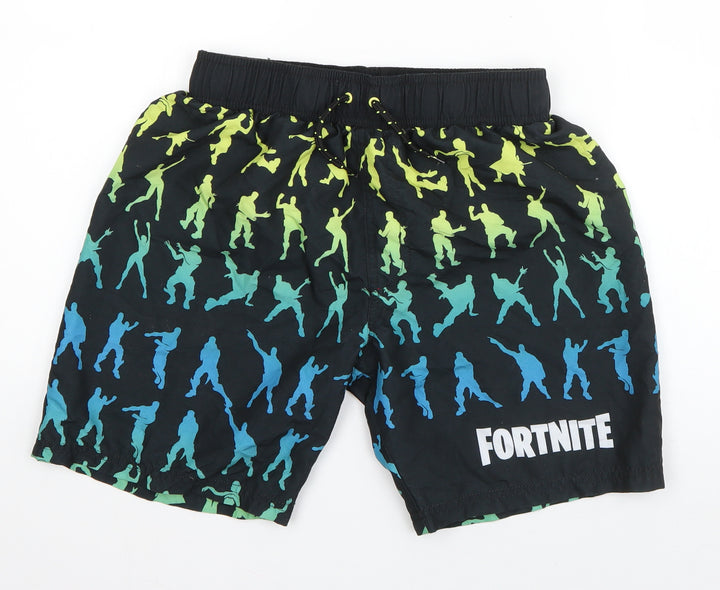 Primark Boys Black Geometric Polyester Sweat Shorts Size L L6 in Regular Drawstring - Fortnite