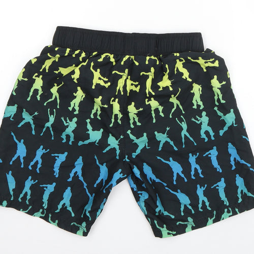 Primark Boys Black Geometric Polyester Sweat Shorts Size L L6 in Regular Drawstring - Fortnite