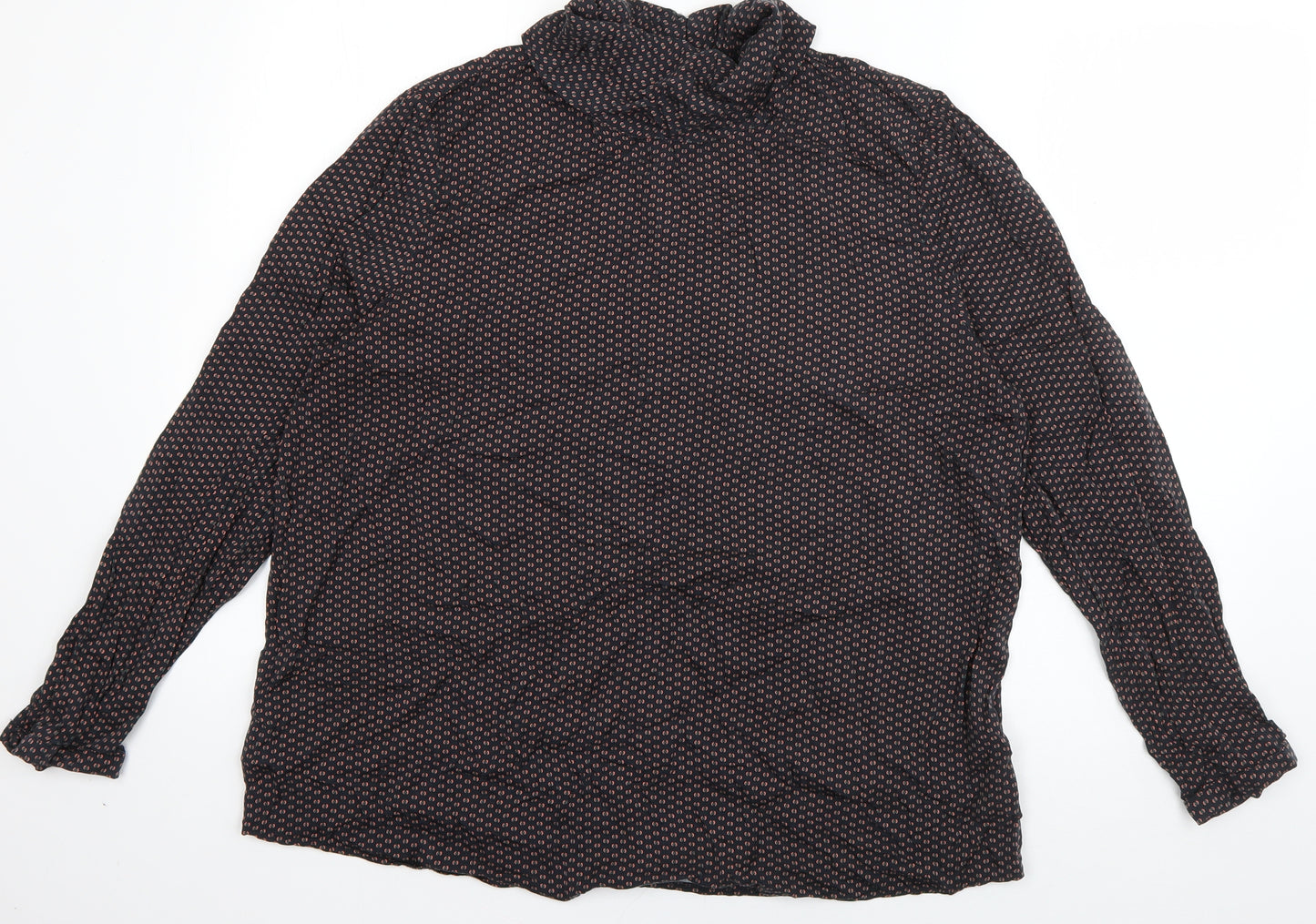 Espirit Womens Grey Polka Dot Viscose Basic Blouse Size 18 Roll Neck