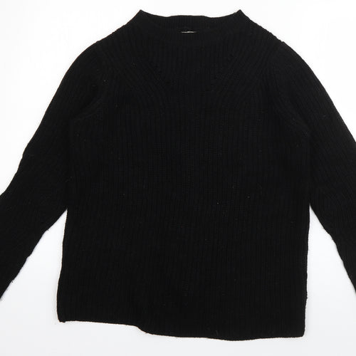 Papaya Womens Black Crew Neck  Acrylic Pullover Jumper Size S   - Lace up detail