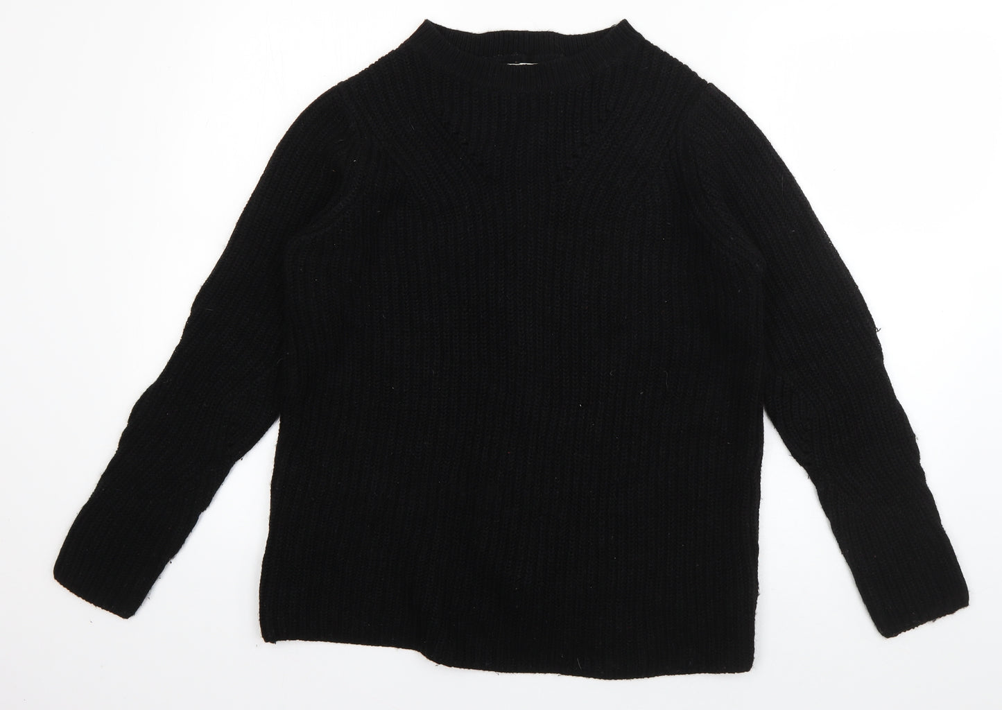 Papaya Womens Black Crew Neck  Acrylic Pullover Jumper Size S   - Lace up detail