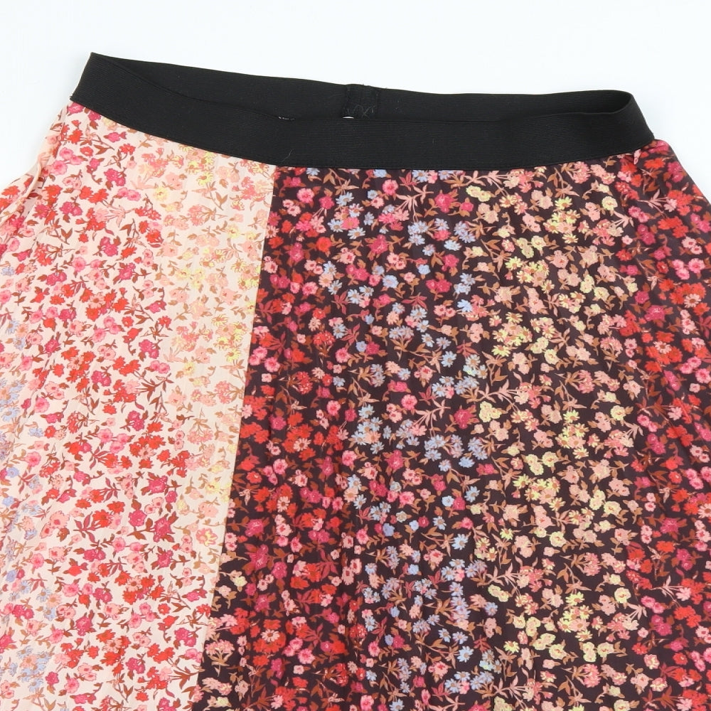 Red Herring Womens Multicoloured Floral Polyester Pleated Skirt Size 10