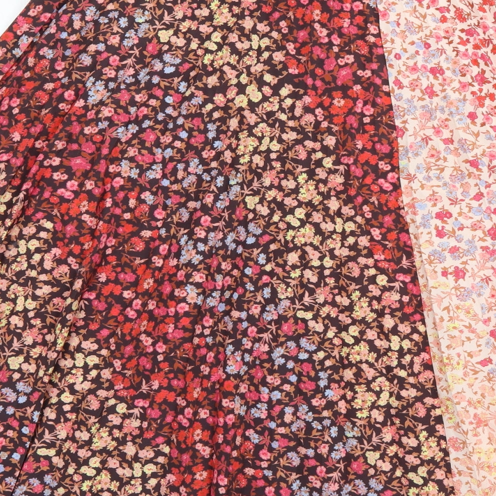 Red Herring Womens Multicoloured Floral Polyester Pleated Skirt Size 10