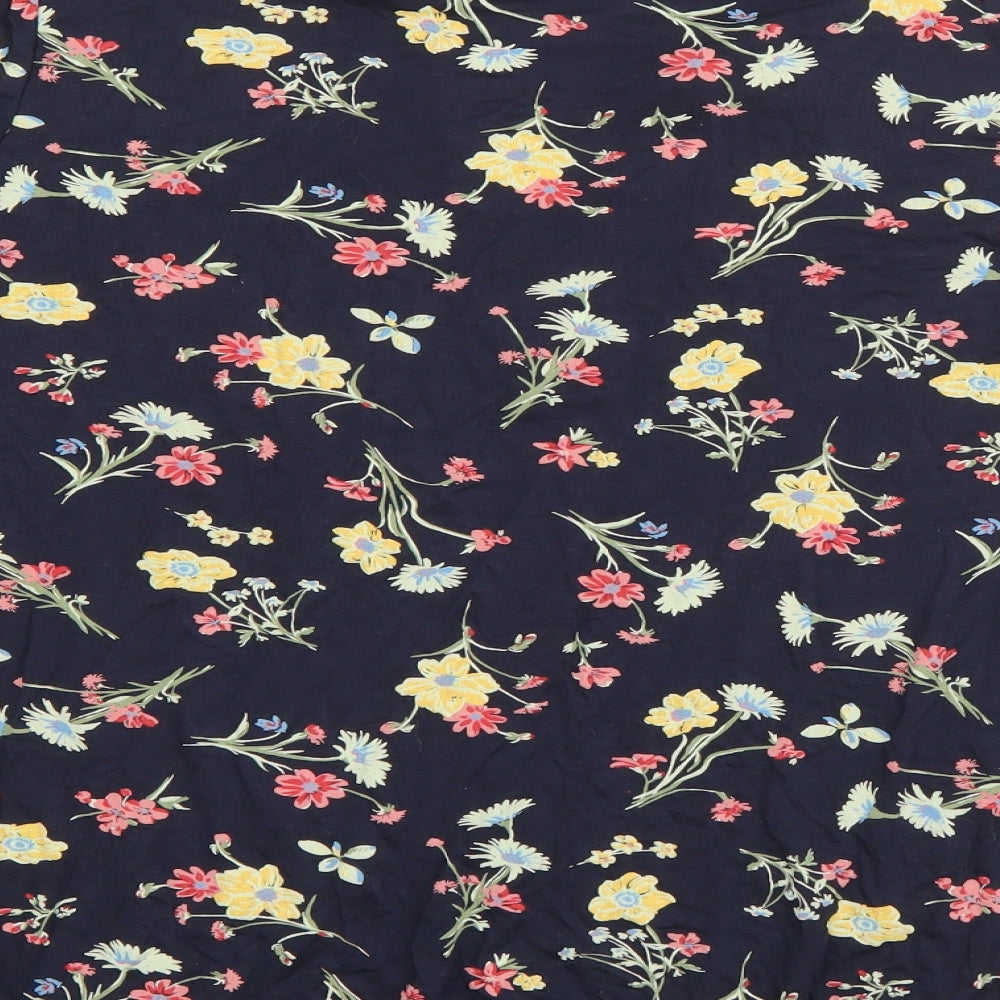 Esprit Womens Blue Floral Viscose Basic Blouse Size XL V-Neck