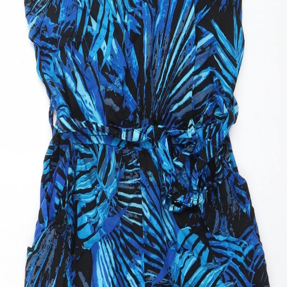 Primark Womens Blue  Viscose Jumpsuit One-Piece Size 8 L19 in Pullover - Leaf Pattern