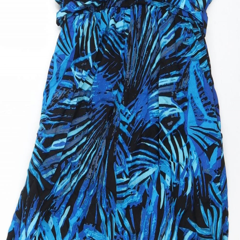 Primark Womens Blue  Viscose Jumpsuit One-Piece Size 8 L19 in Pullover - Leaf Pattern