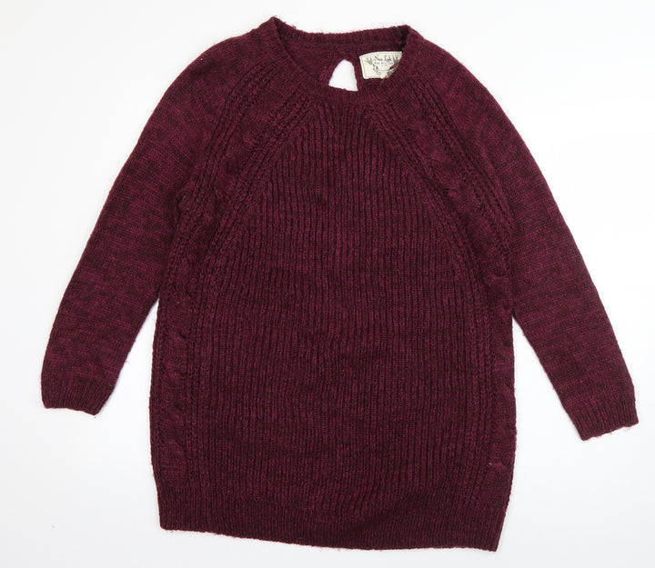 New Look Womens Purple Crew Neck Acrylic Pullover Jumper Size M
